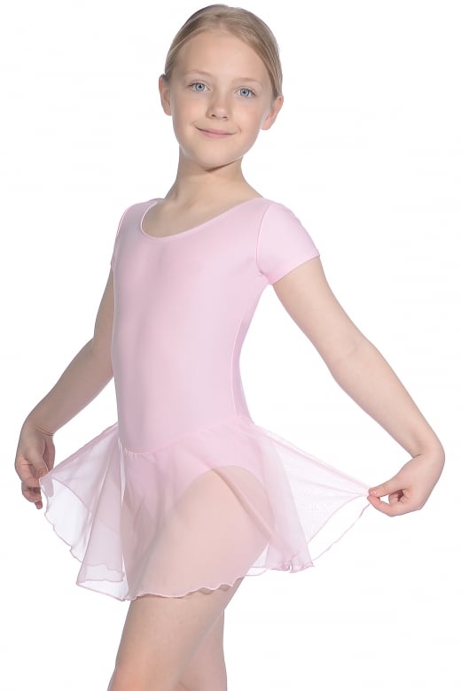 Girls Short Sleeved Skirted Leotard Microfibre