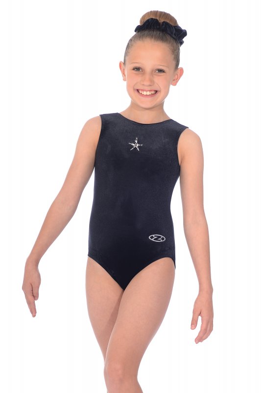 Gymnastic Sleeveless Leotard Velour with Crystal Star  "SPARKLE" by THE ZONE